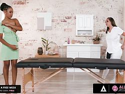 ALL GIRL MASSAGE - Sexy Jenna Sativa Do Hard Scissoring During Massage With Her Client Jenna Foxx